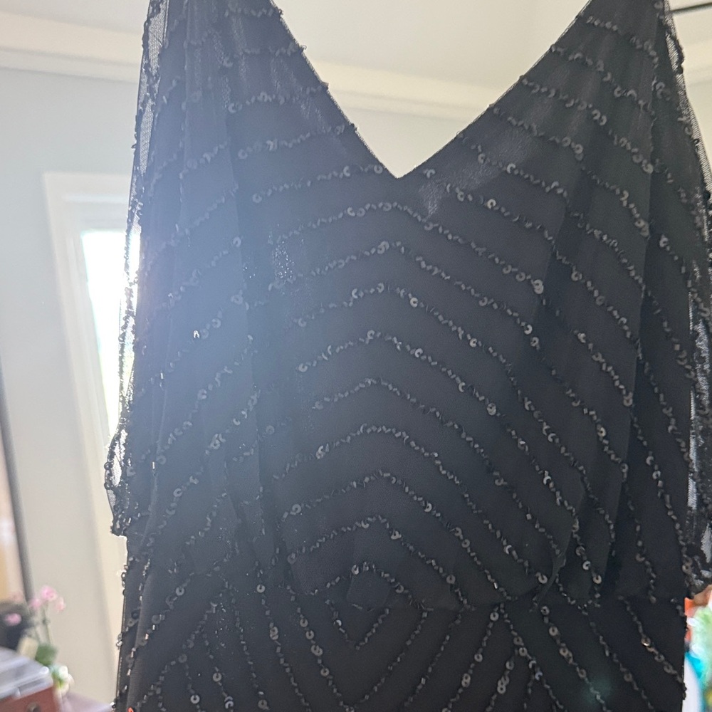Adrianna Papell Black Sequin Maxi Slip Dress - only wore once great condition! - Picture 4 of 11